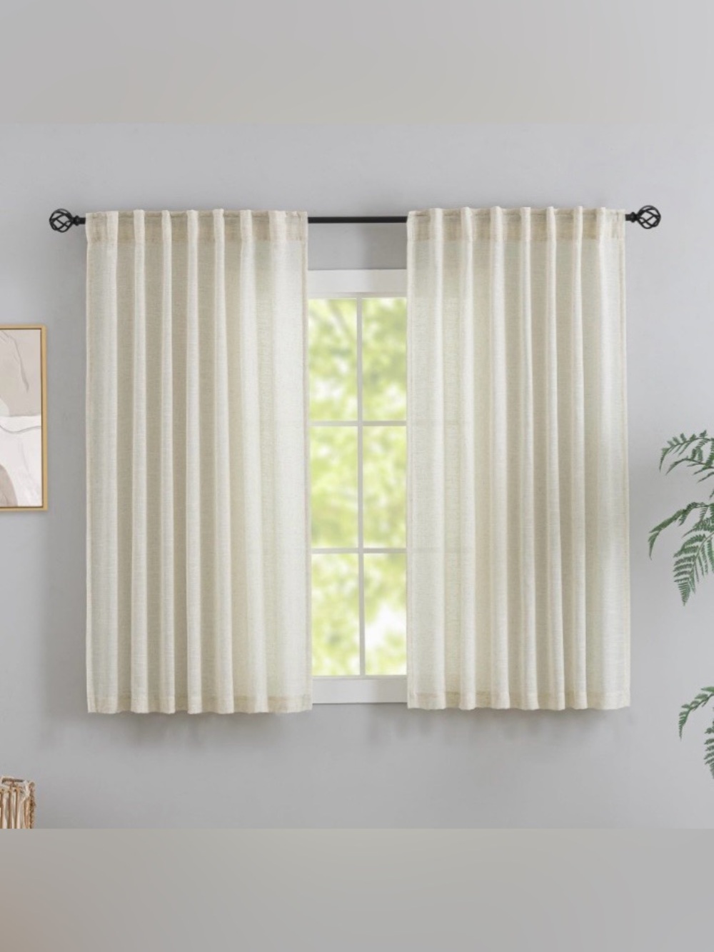 Semi-Sheer Slub Weave Texture Curtains Linen Polyester 52”W 72”L - NATURAL